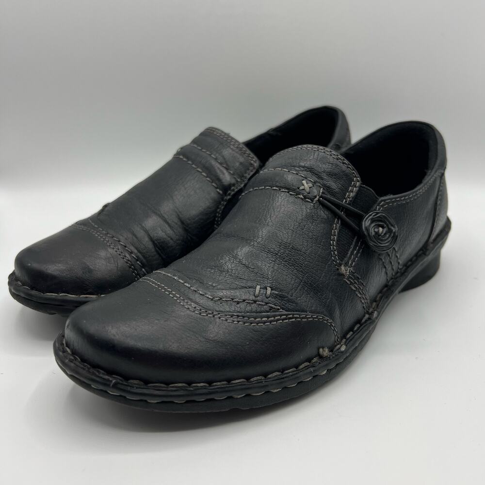 Michel M. Plum 2 Leather Upper Slip On Black Loafer Shoes | Women's Size 9M